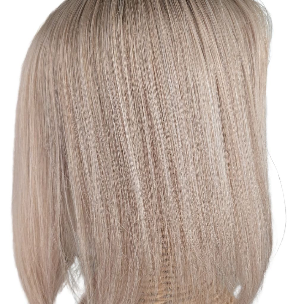 Full Topper, Cream Blonde, Remy Human Hair, Side