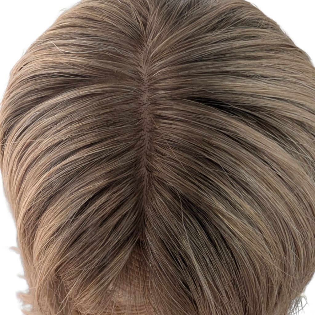 Full Topper, Dark Blonde, Remy Human Hair, Skin Top Zoomed In