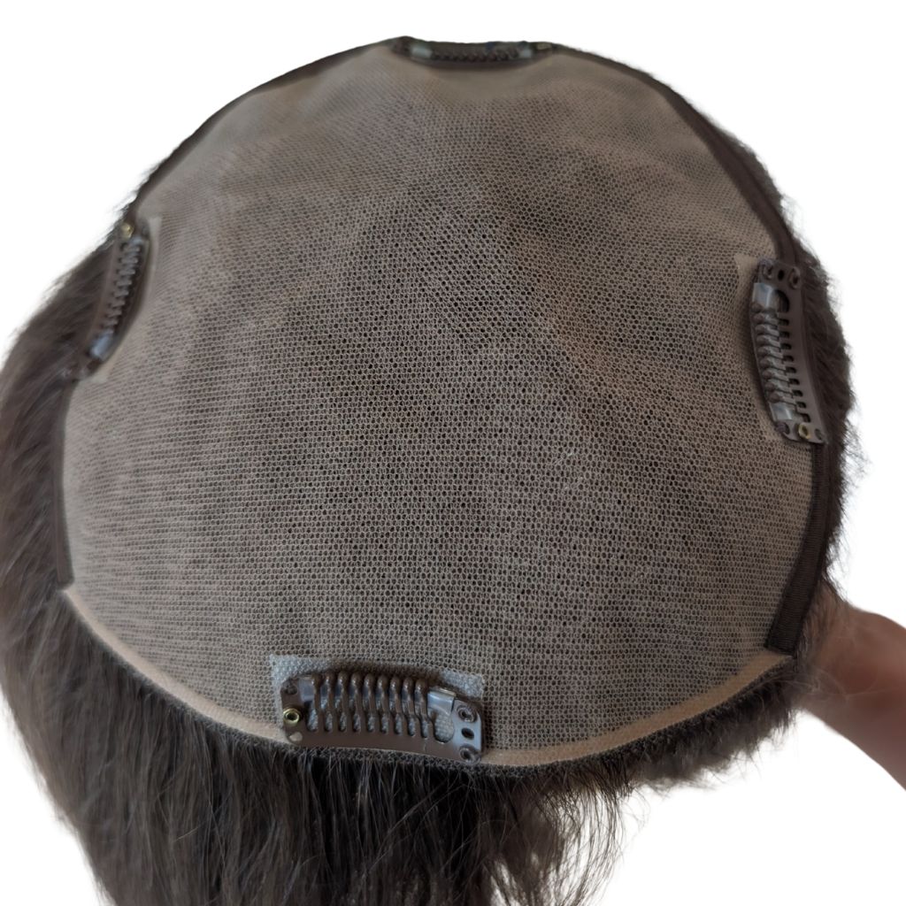 Full Topper ,Medium Brown with Blonde Highlights,Remy Human Hair, Inside