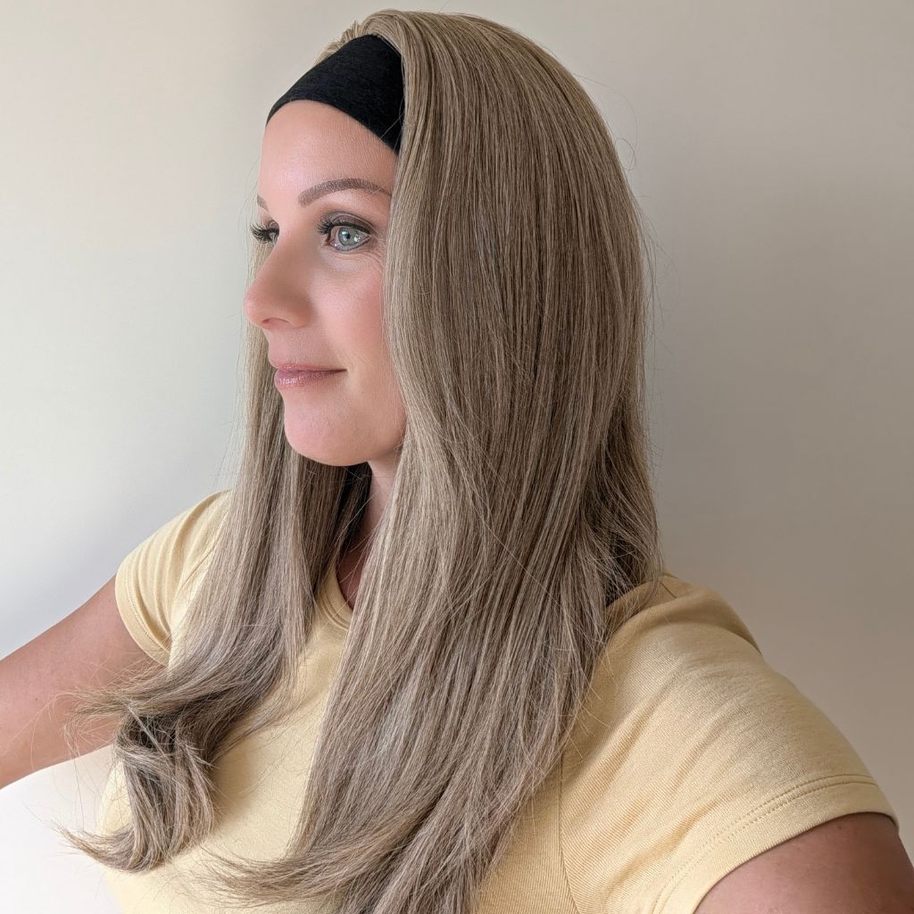 Headband Wig, Cream Blonde, Luxury Synthetic, side