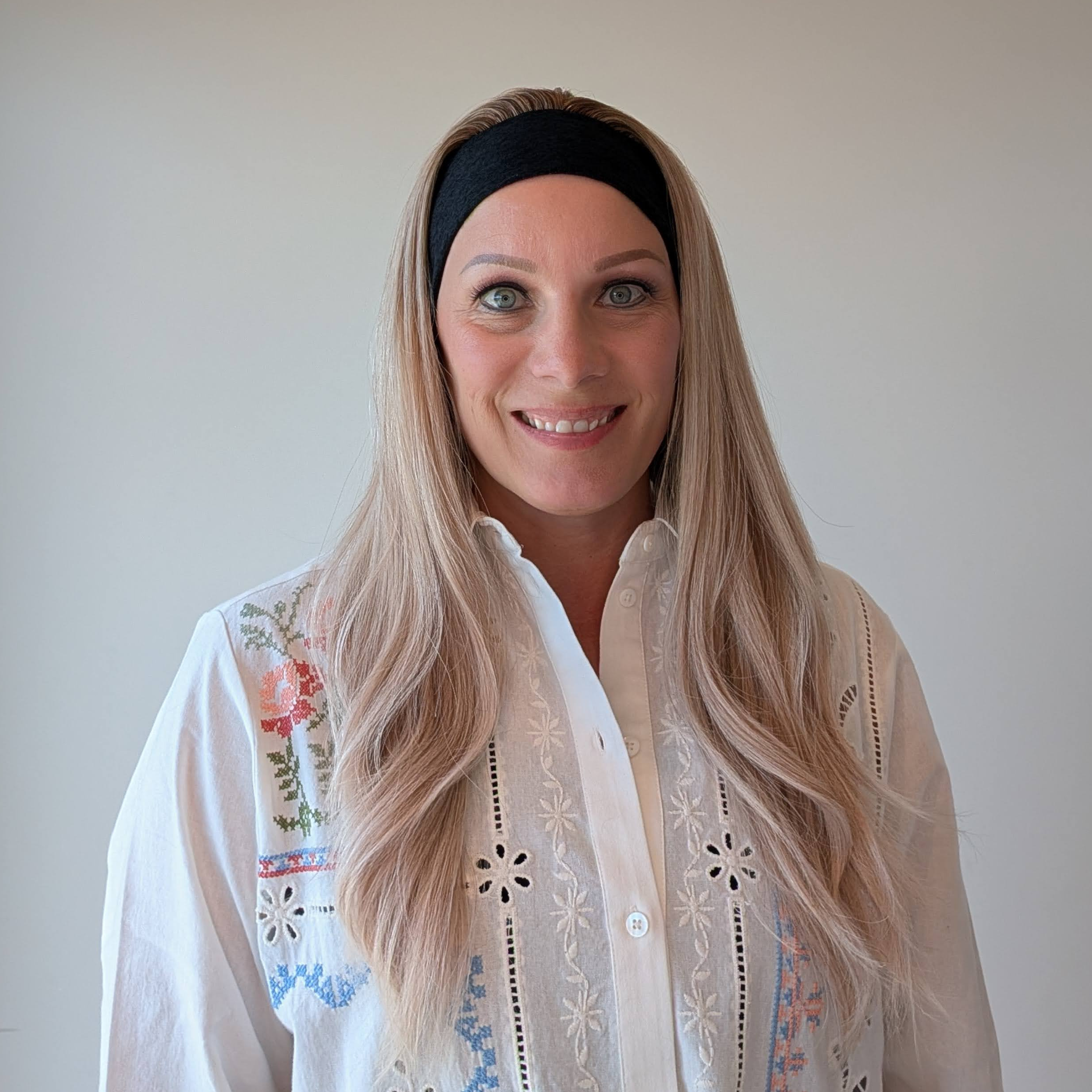long headband wig cream blonde human hair