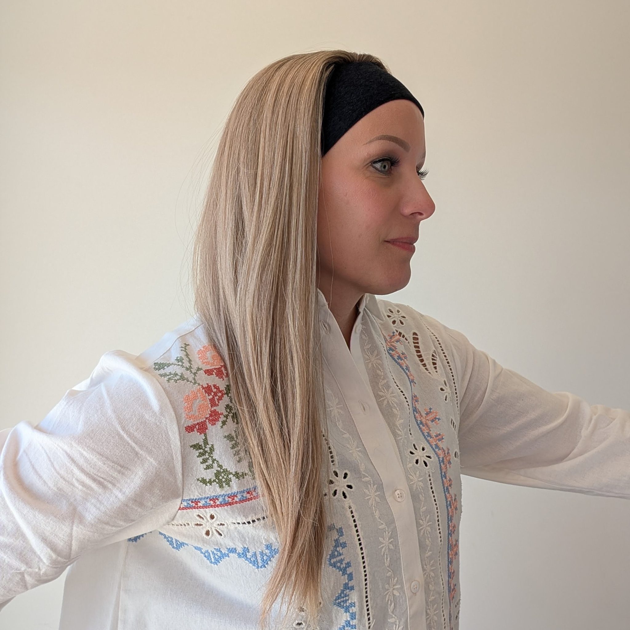 long headband wig dark blonde human hair