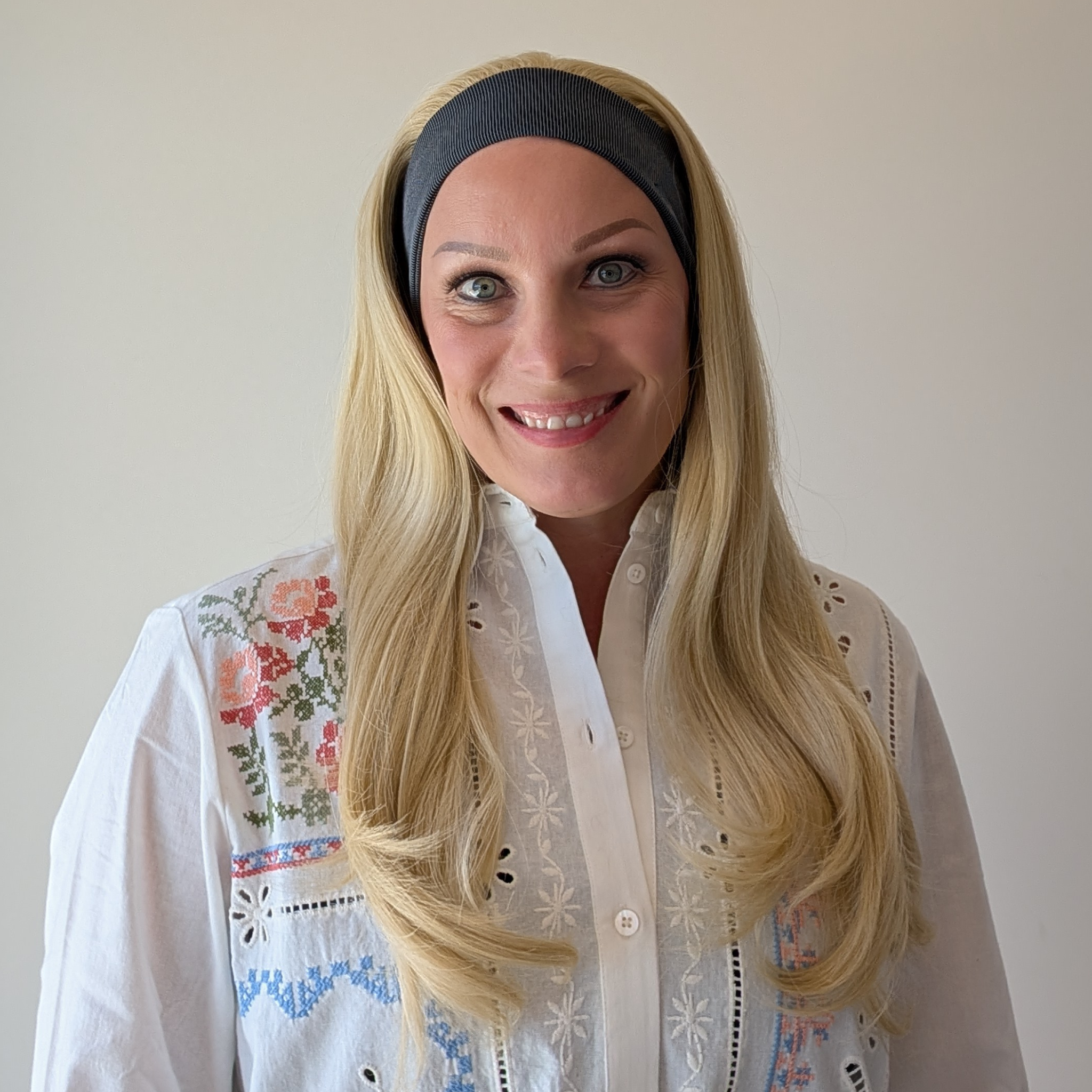 long headband wig platinum blonde heat friendly synthetic
