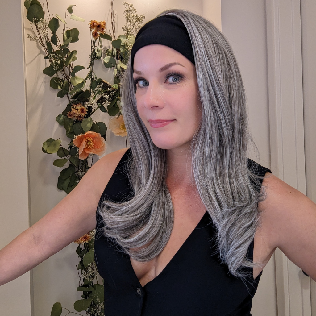 sport wig light grey luxury synthetic