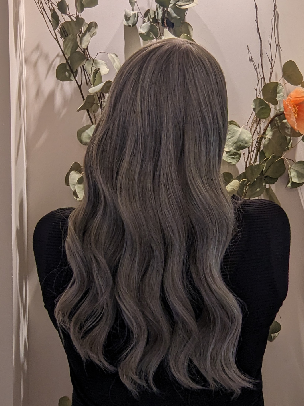 long headband wig light grey heat friendly synthetic