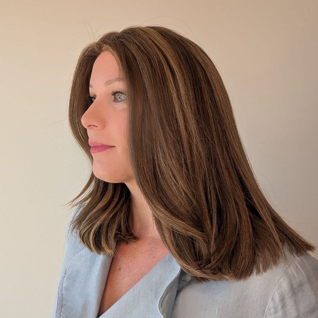 light brown medium length wig luxury synthetic
