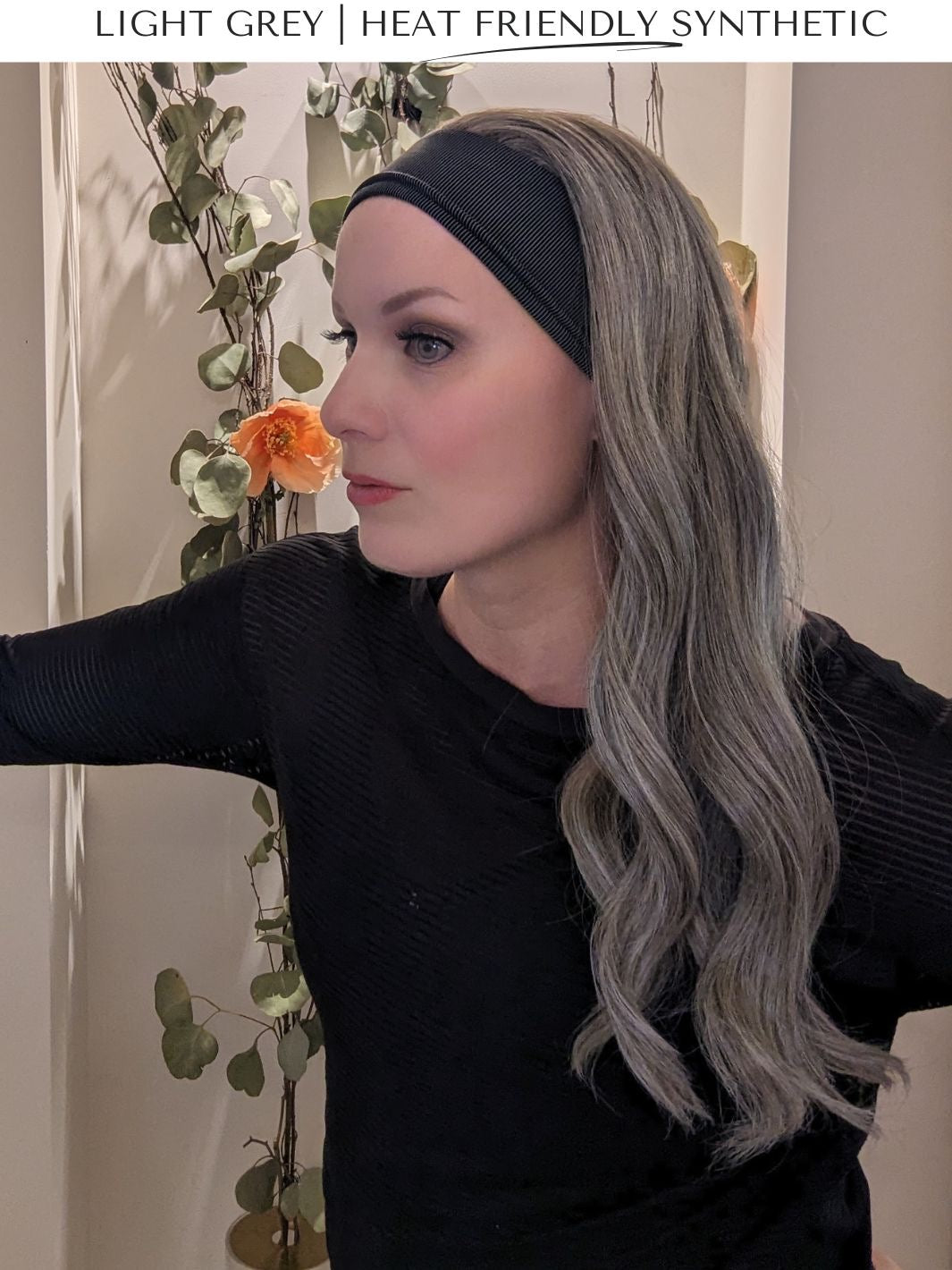 light grey synthetic headband wig