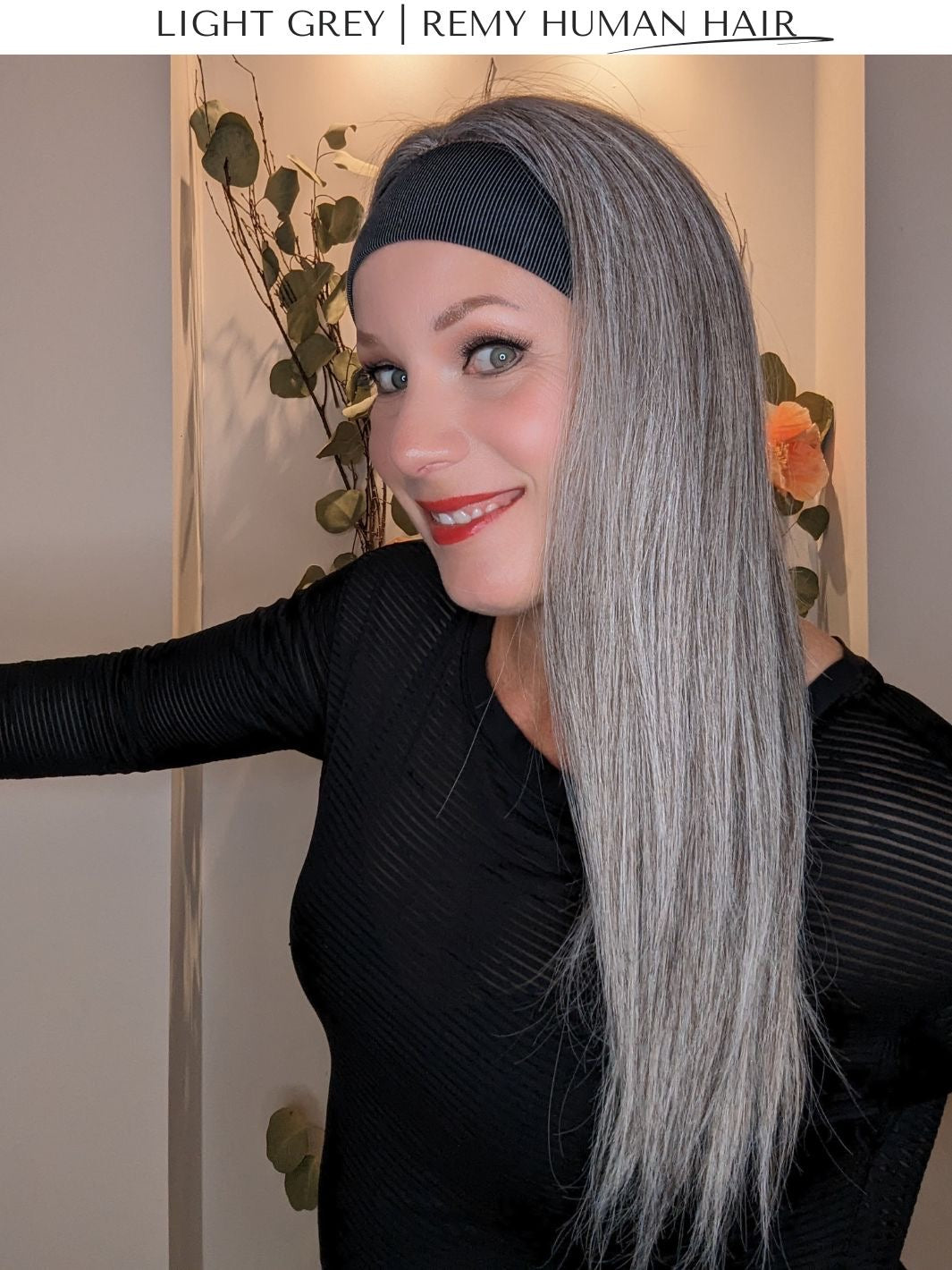 light grey wig side straight hair