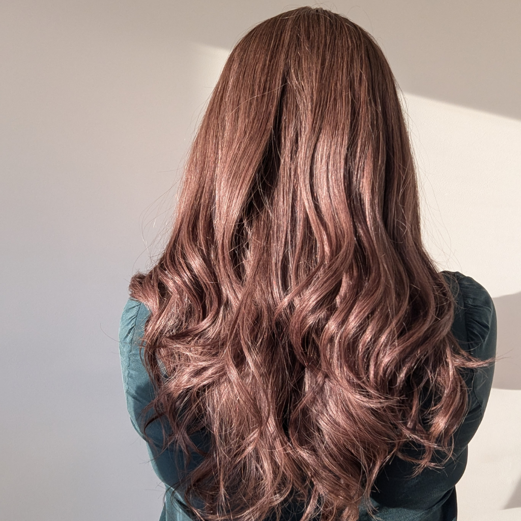 medium brown long wig human hair back