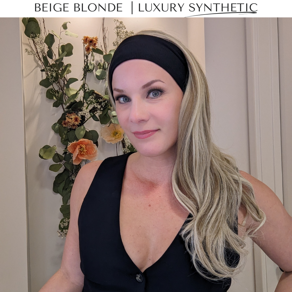 beige blonde wig luxury synthetic front