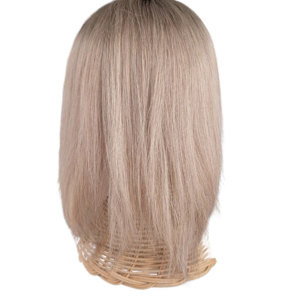 Full Topper, Cream Blonde, Remy Human Hair, Back