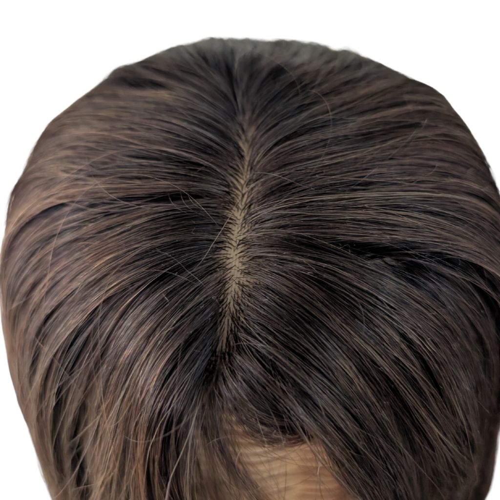 Full Topper, Dark Brown with Blonde Highlights, Remy Human Hair, Top