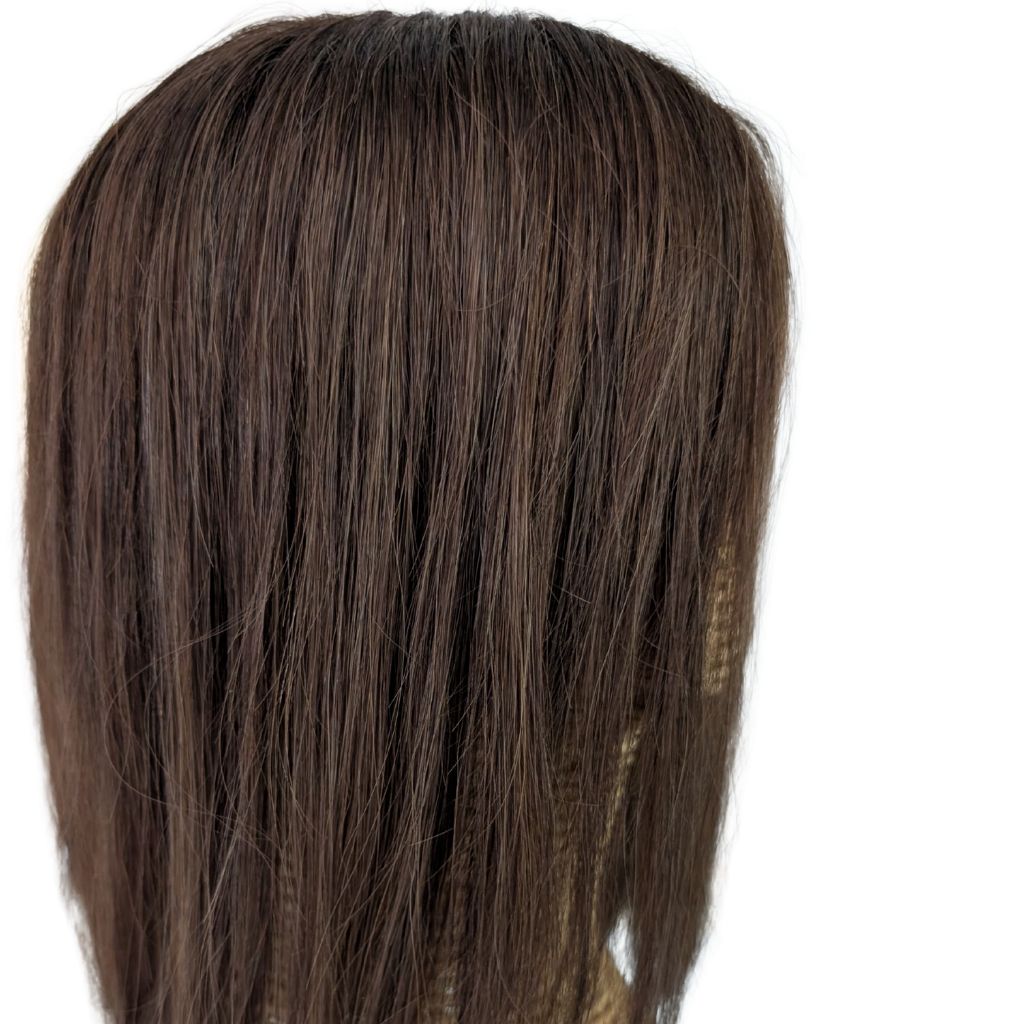 Full Topper ,Medium Brown with Blonde Highlights,Remy Human Hair, Side