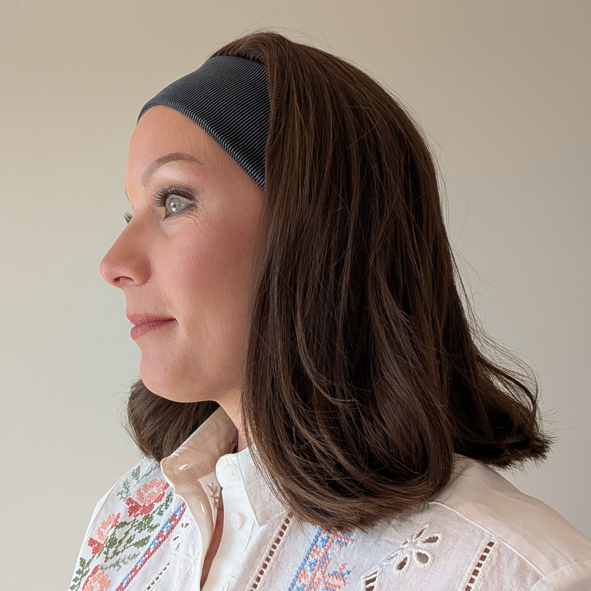 medium brown bob headband wig 