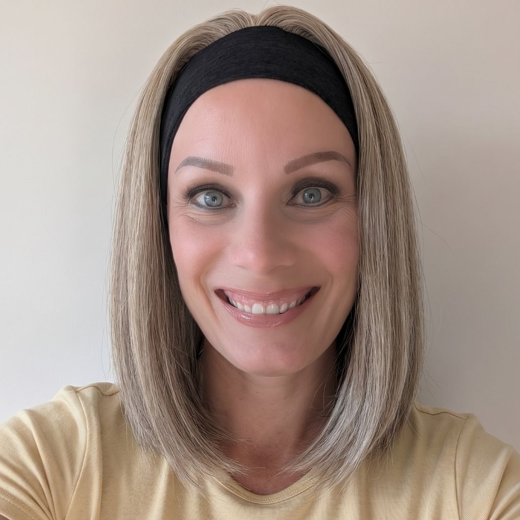 Headband Wig Bob Cream Blonde Luxury Synthetic Front