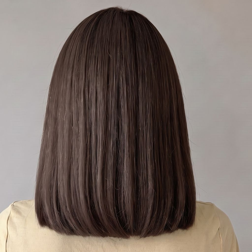Headband Wig Bob Medium Brown with Blonde Highlights Luxury Synthetic Back