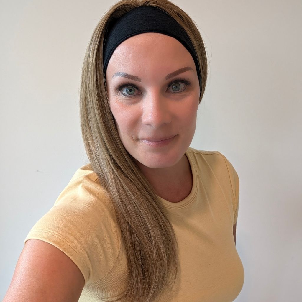 Headband Wig, Dark Blonde, Luxury Synthetic, Side