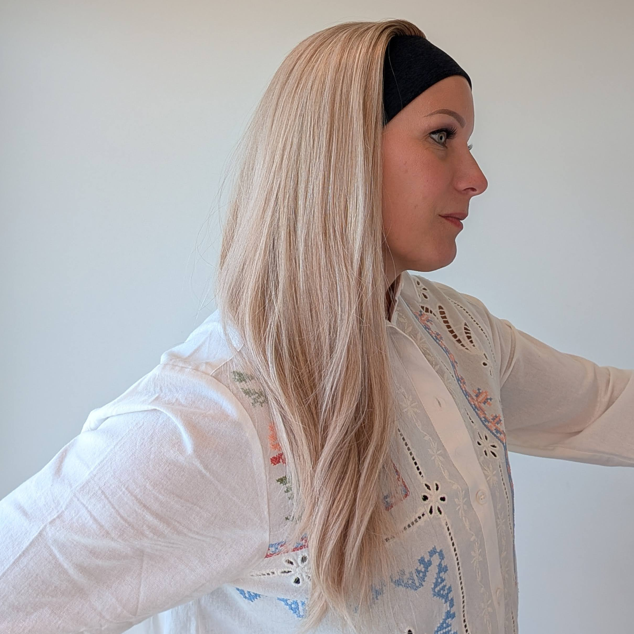 long headband wig cream blonde human hair