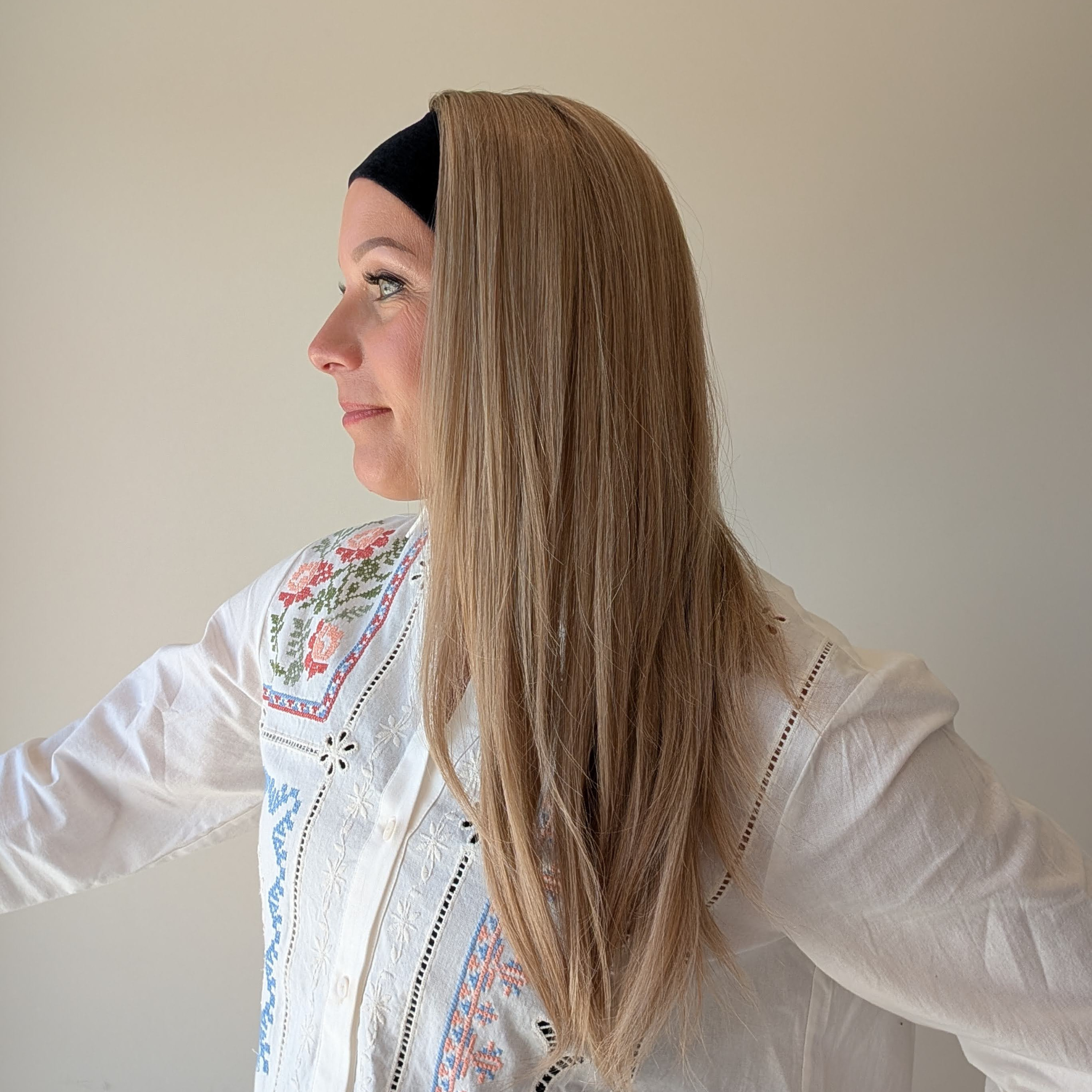 long headband wig dark blonde human hair