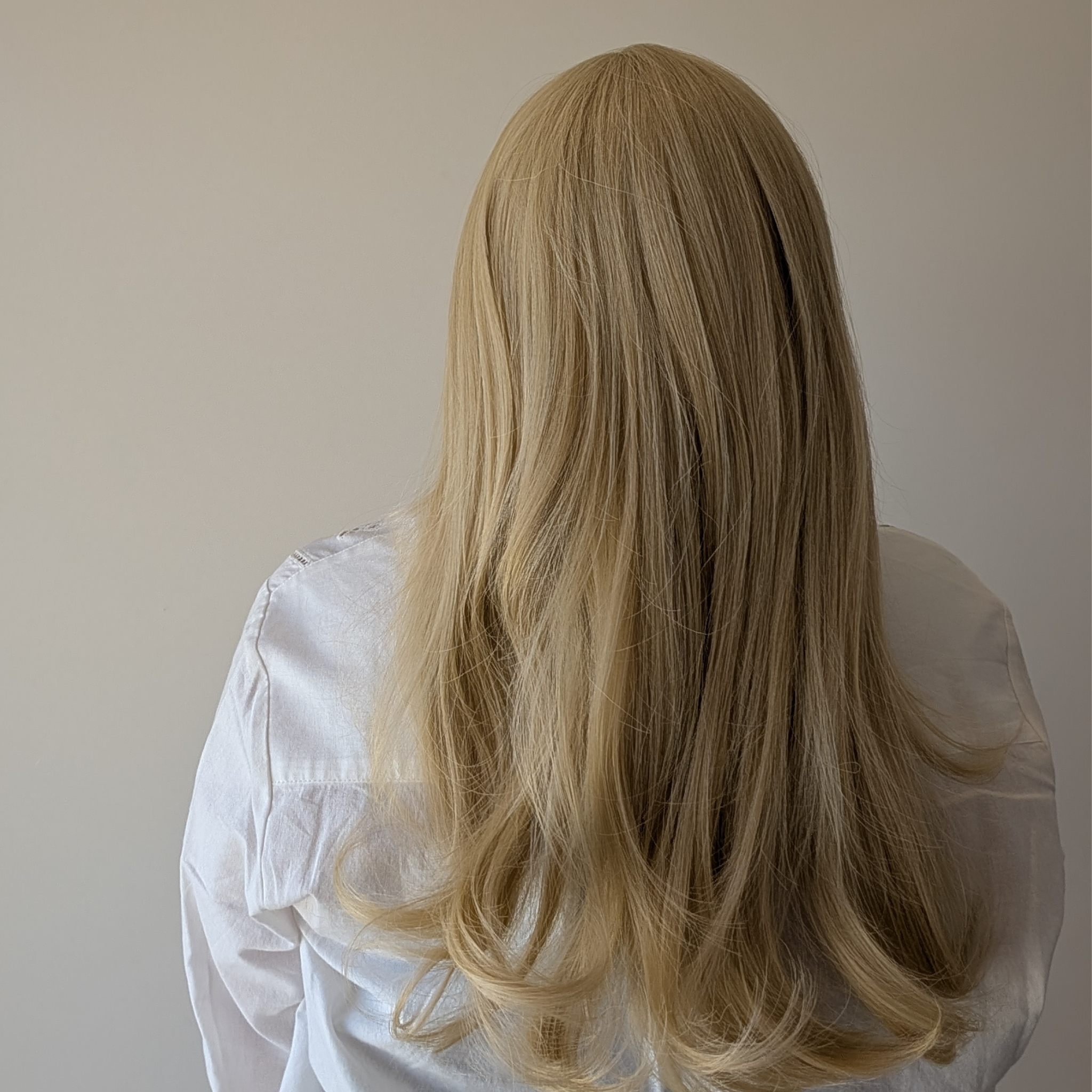 long headband wig platinum  blonde heat friendly synthetic