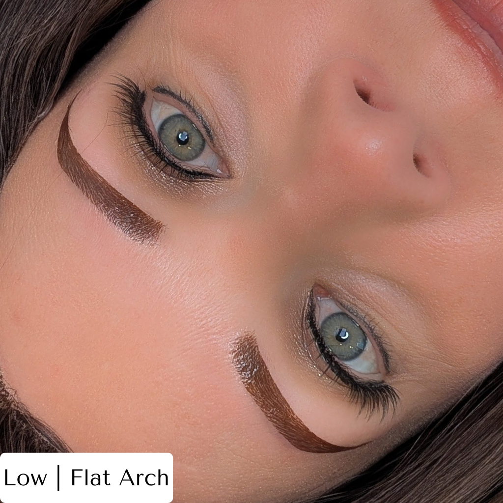 Temporary Eyebrow Tattoos Flat or Low Arch Dark Brown Closeup