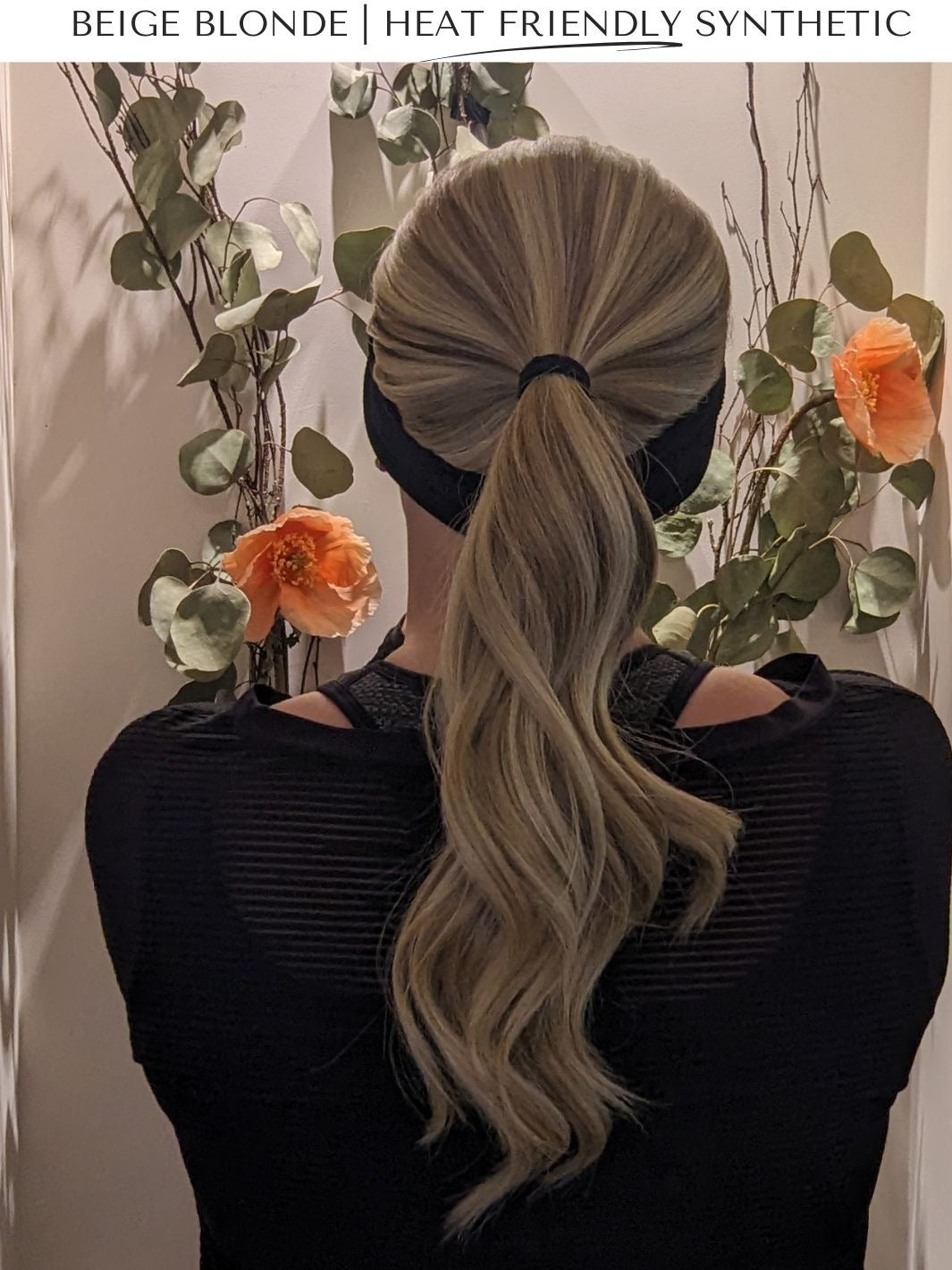 beige blonde headband wig heat friendly synthetic ponytail natural light