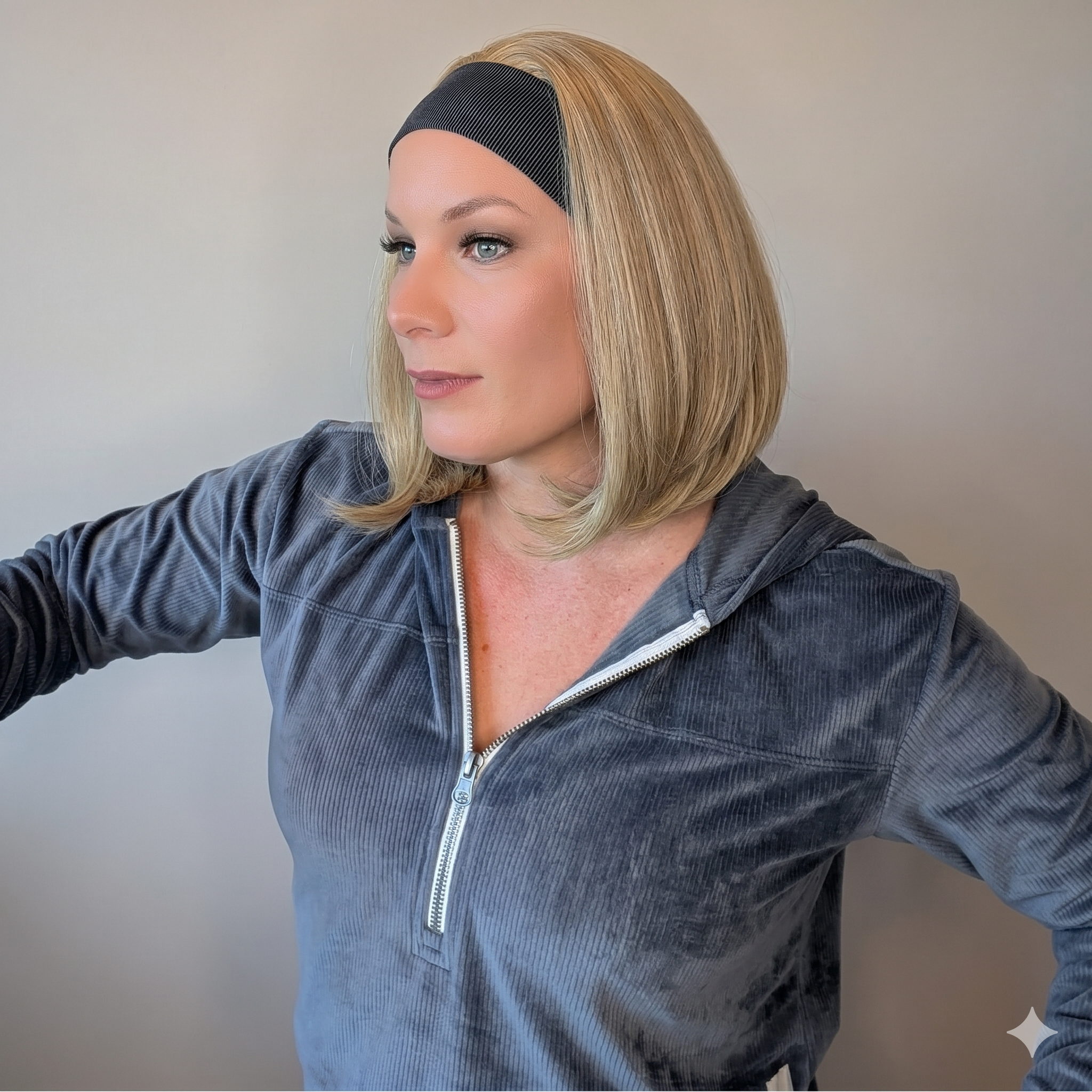 bob headband wig natural blonde