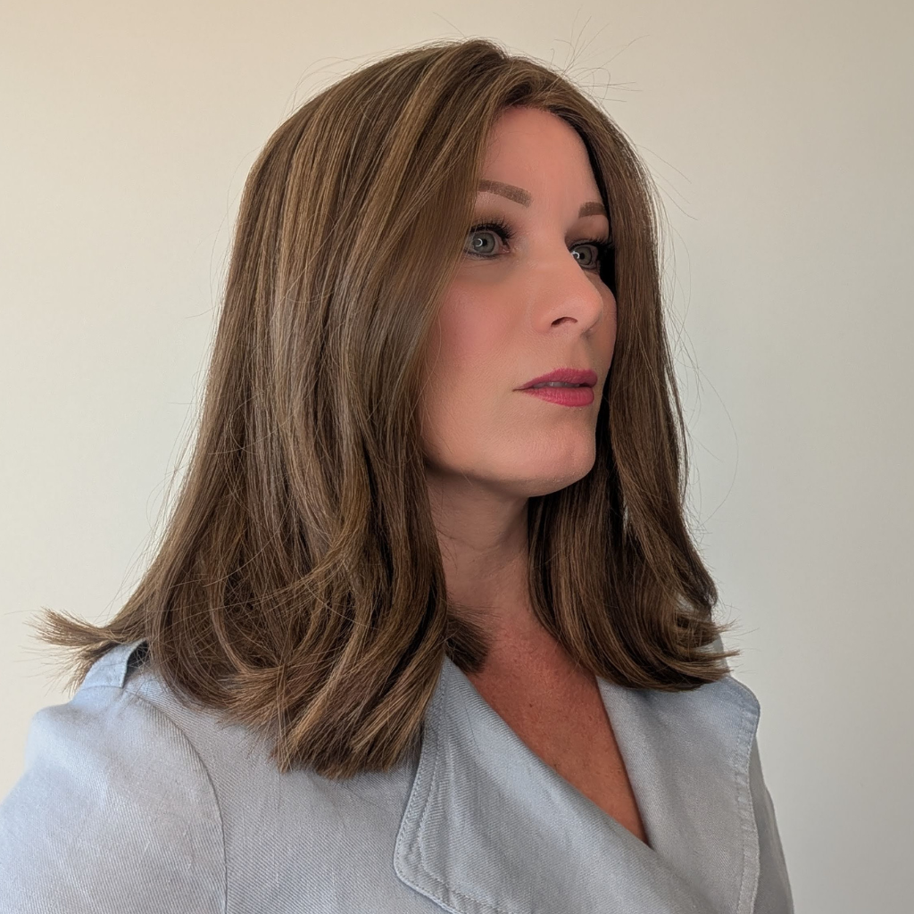 light brown medium length wig luxury synthetic 