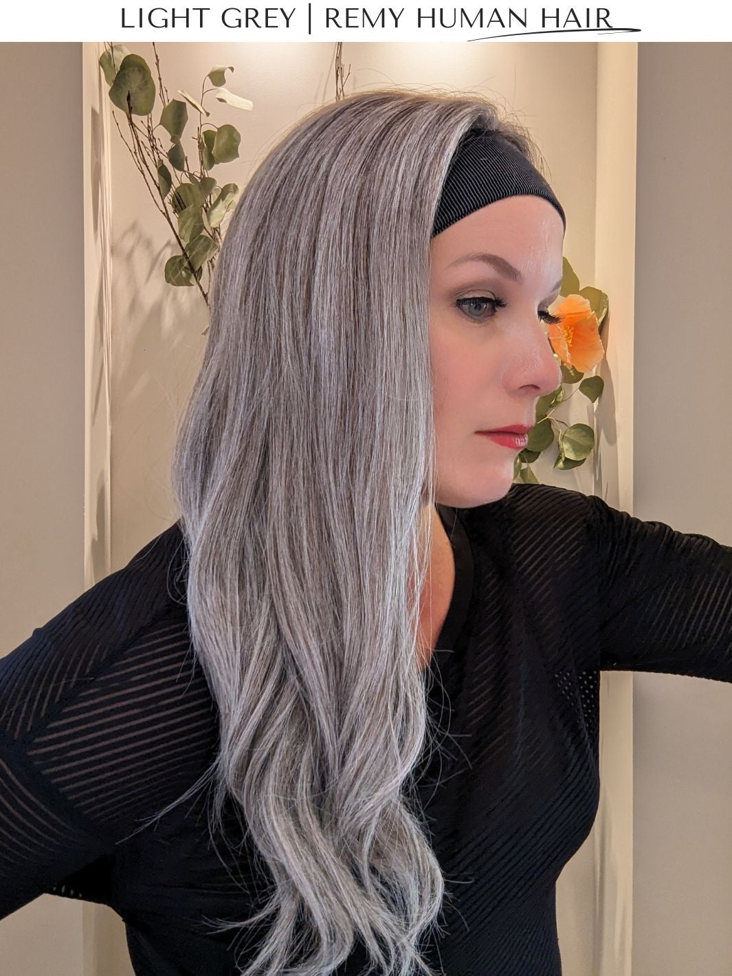 light grey wig side curled hair