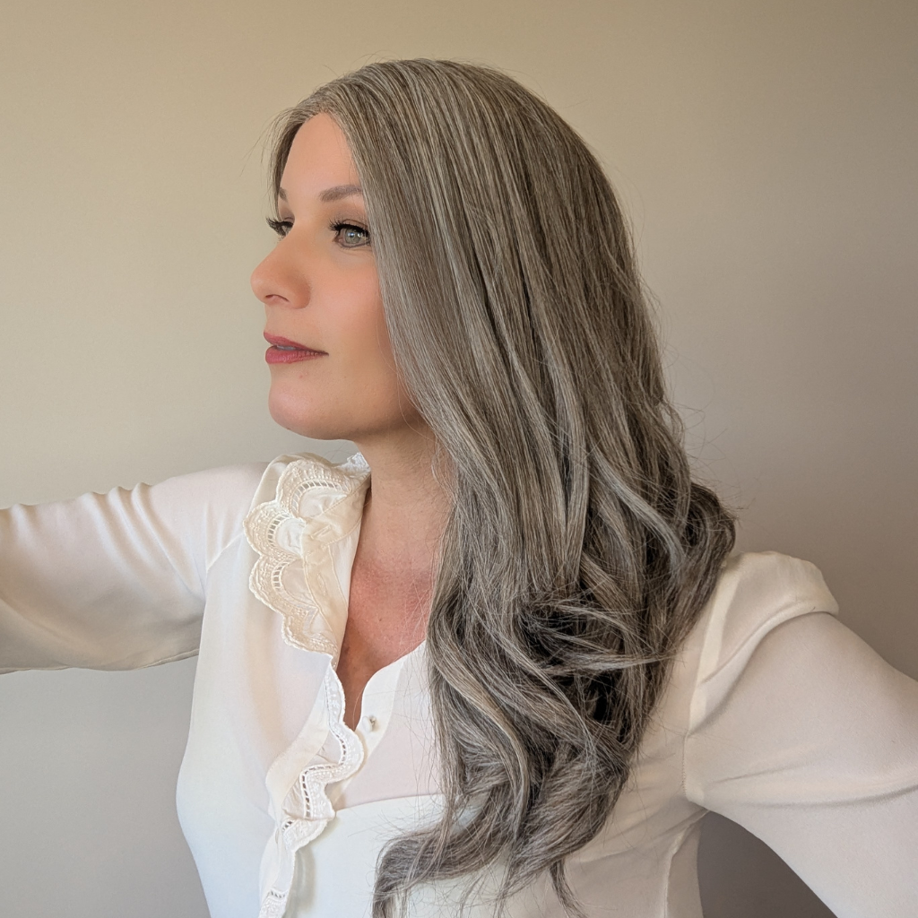 long grey wig luxury synthetic 